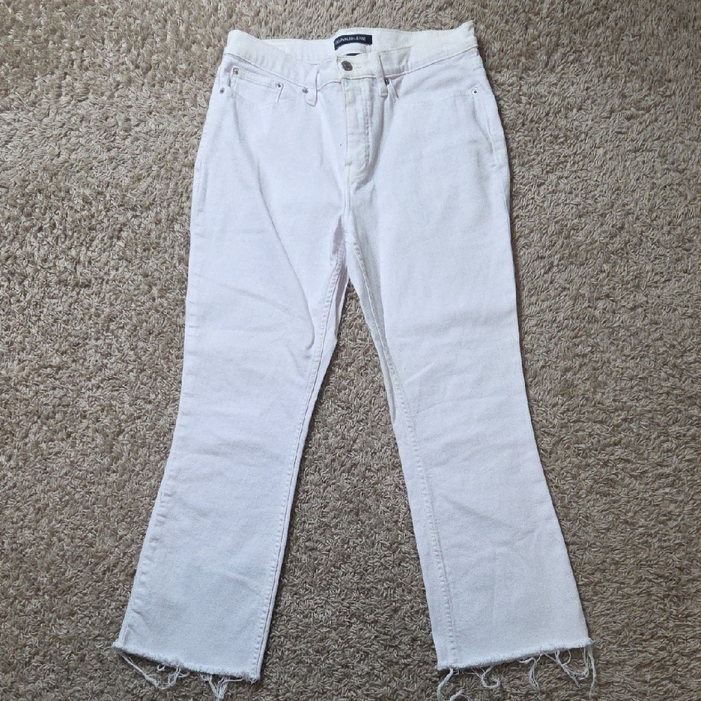 Calvin Klein Jeans White Denim High Rise Kick Boot Jeans, Size 10